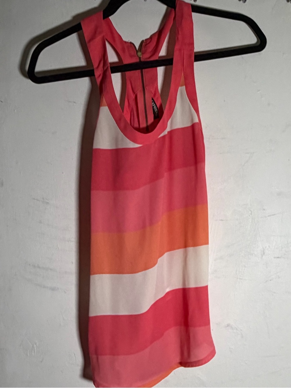 Express Coral & Orange Striped Racerback Tank Top